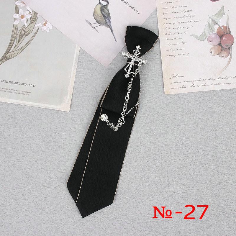 Hand Made Black Ribbon Tie Crystal Rhinestone Jewelry Men Shirts Hot New Girl Boys Collar Neck Ties School Uniform Women Necktie