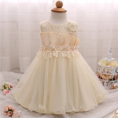 Toddler Baby Girl Dress  Big Bow Baptism Dress for Girls First Year Birthday Party Wedding Dress Baby Clothes Tutu Fluffy Gown