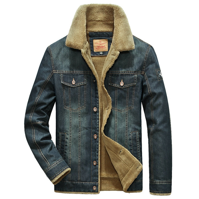 Winter Denim Jacket Men's Wool Thick Thermal Men'Jacket Jacket Denim Coat Multi Pocket Denim Clothing Men's Outdoor Jacket L-6XL