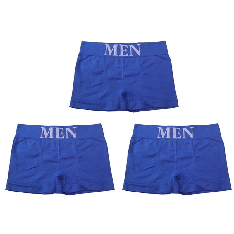 3Pcs/Lot Men&#39;s Panties Underwear Boxers Breathable Man Boxer Solid Underpants Comfortable Male Brand Shorts Black Blue Underwear