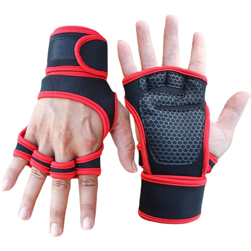 1 Pairs Weightlifting Training Gloves for Men Women Fitness Sports Body Building Gymnastics Gym Hand Wrist Palm Protector Gloves