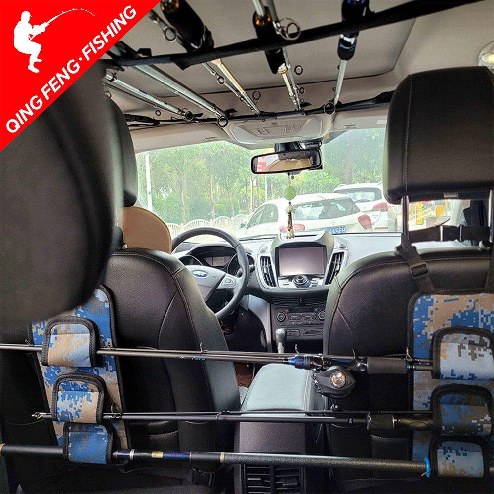 Car Seat Fishing Rod Rack Set Car Fishing Rod Rack  Strap Adjustable Car Fishing Rod Rack Car Fixing Belt