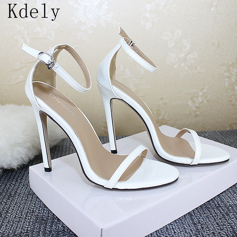 Women Sandal Shoes Dress Leather High Heels Woman High Heel Shoes Thin Heels Platform Sandals Womens Sandles Big SIZE 43