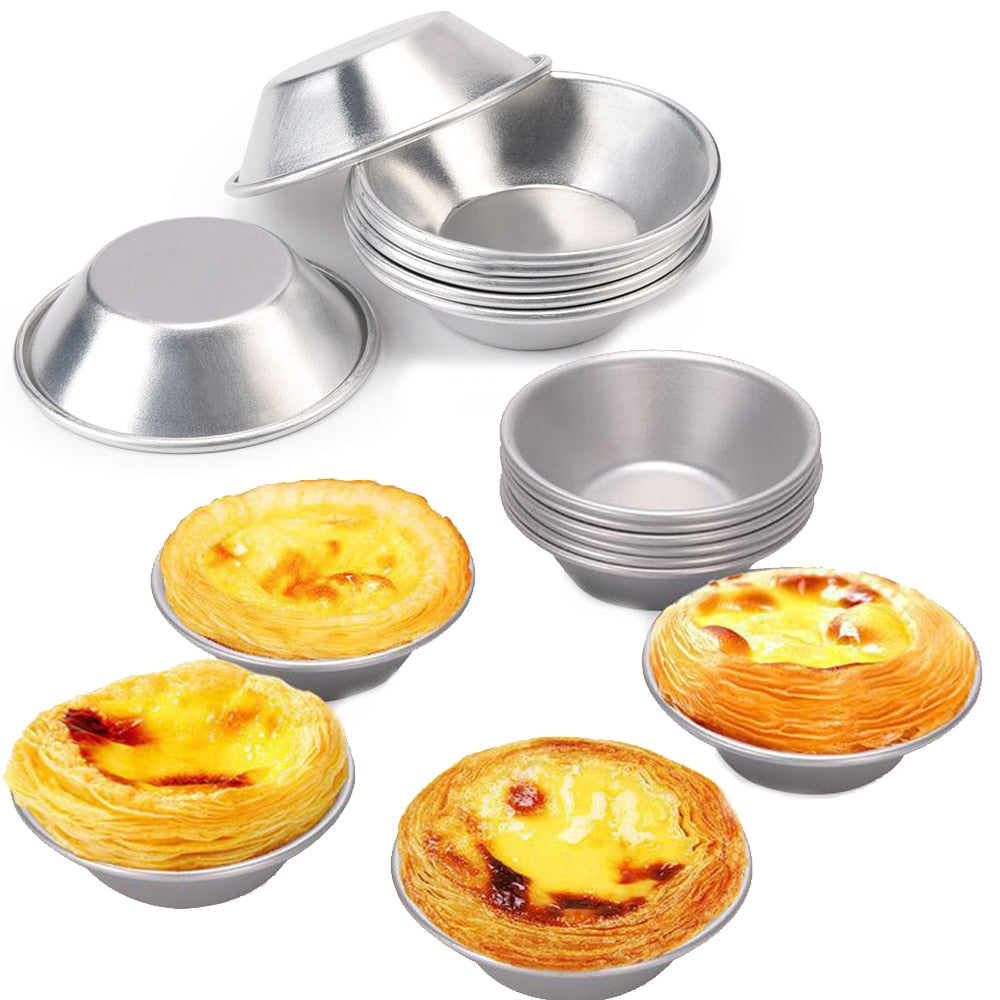 5/10/20pcs Kitchen Baking Mold Aluminum Alloy Egg Tart Cup Cupcake Cakes Mould For Pastry Cakes Dessert Mini Cupcake Baking Pan