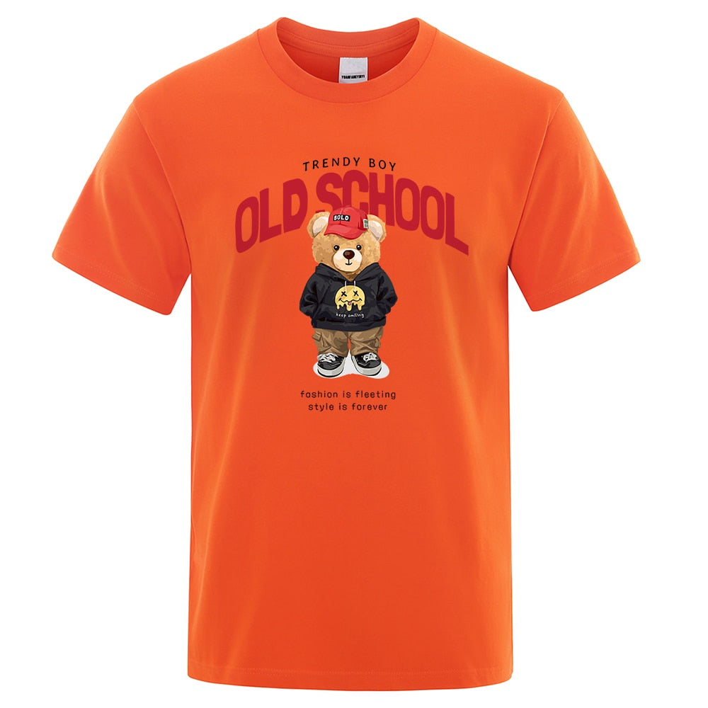 Sporty Cartoon Teddy Bear T Shirt Male Summer Brand Tops O-Neck Fashion Cotton Short Sleeve Mens T-Shirt Tees