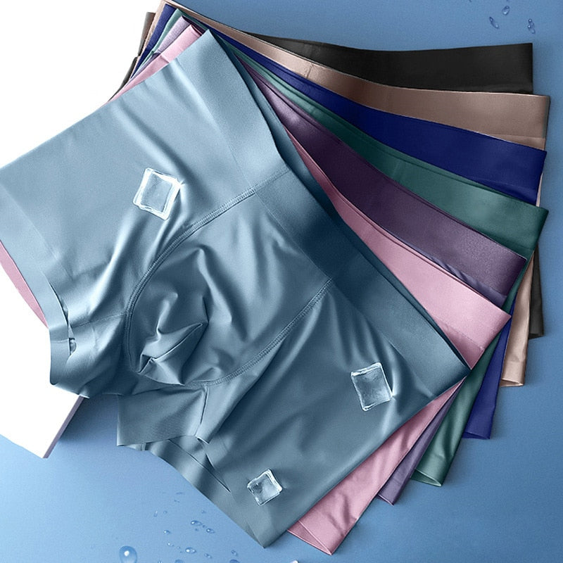 Men Boxers Men&#39;s Underwear 3A Antibacterial Underpants ice silk Men Boxer Shorts Breathable Elastic Male Panties Plus Size L-4XL