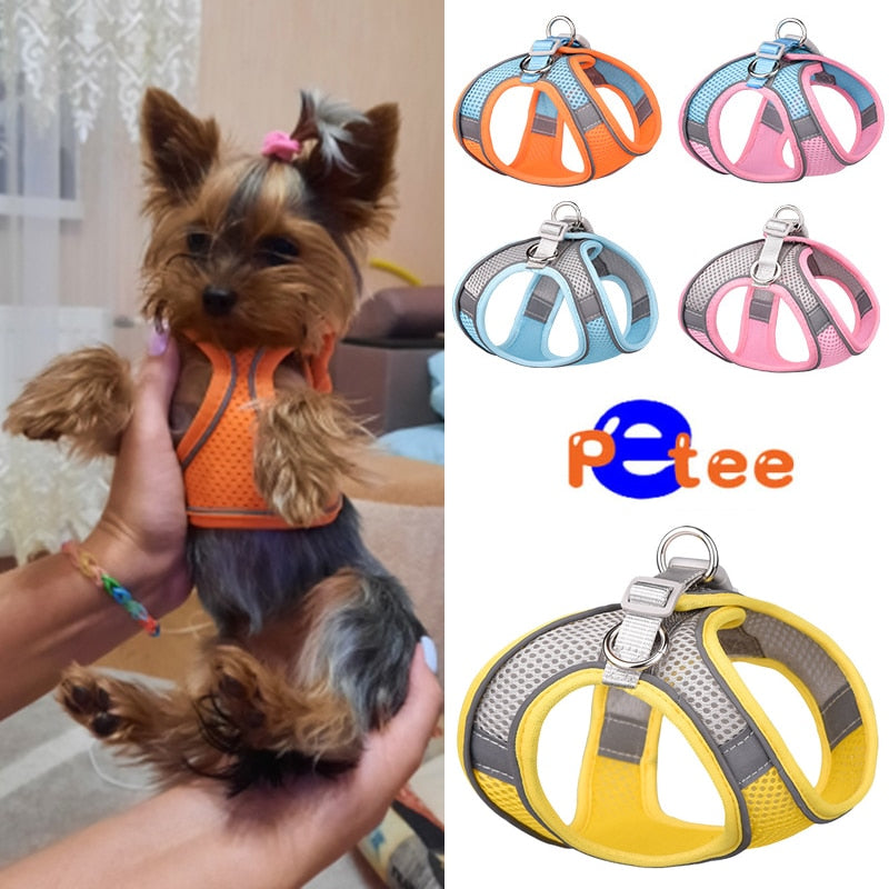 Reflective Pet Harness Dogs Strap With Leash Adjustable Nylon Harness Vest Breathable Collars For Chihuahua Small Large Dogs