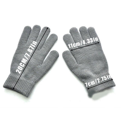 1Pair Knitted Woolen Couple Gloves Winter Solid Color Full Finger Mittens Hand Warmer Men Women Gloves Thicken Cycling Gloves
