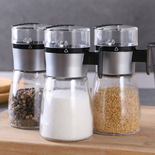 Kitchen Push-type Salt Dispense Pepper Shaker Spice Salt Sugar Bottle Spice Jar Push Type Can Seasoning Bottle Kitchen Gadgets