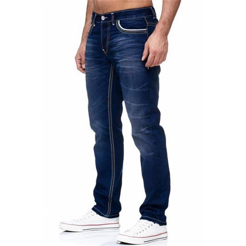 Men Jeans Solid Pockets Stretch Denim Straight Pants Spring Summer Business Casual Trousers Daily Streetwear Men&#39;s Clothing