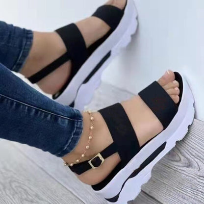 Women Shoes Spring Summer Sandals Peep Toe Shoes For Women Retro Women&#39;s Shoes Lightweight Sandals Platform Solid Color Footwear