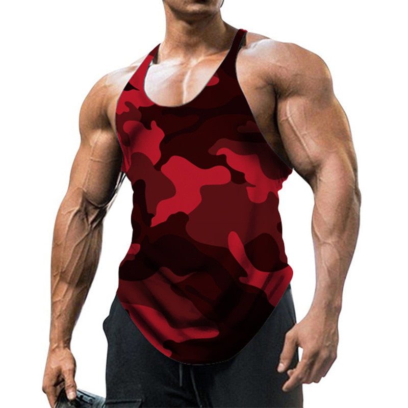 Summer Camouflage Tank Top Men Breathable Bodybuilding Tee Gym Clothing Men Man Sleeveless Shirt Fashion Gym Wear Fitness Tee