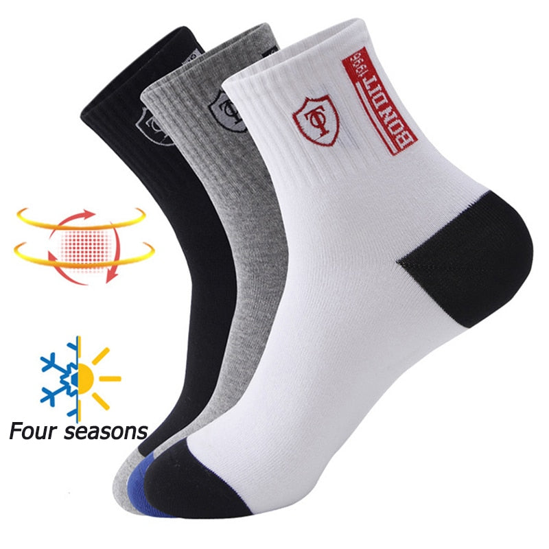 5 Pairs Apring And Fall Mens Sports Socks Summer Leisure Sweat Absorbent Comfortable Thin Breathable Basketball Meias EU 38-43