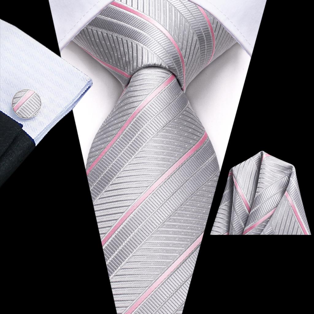 Black Red Striped Silk Wedding Tie For Men Handky Cufflink Gift Men Necktie Fashion Business Party Dropshiping Hi-Tie Designer