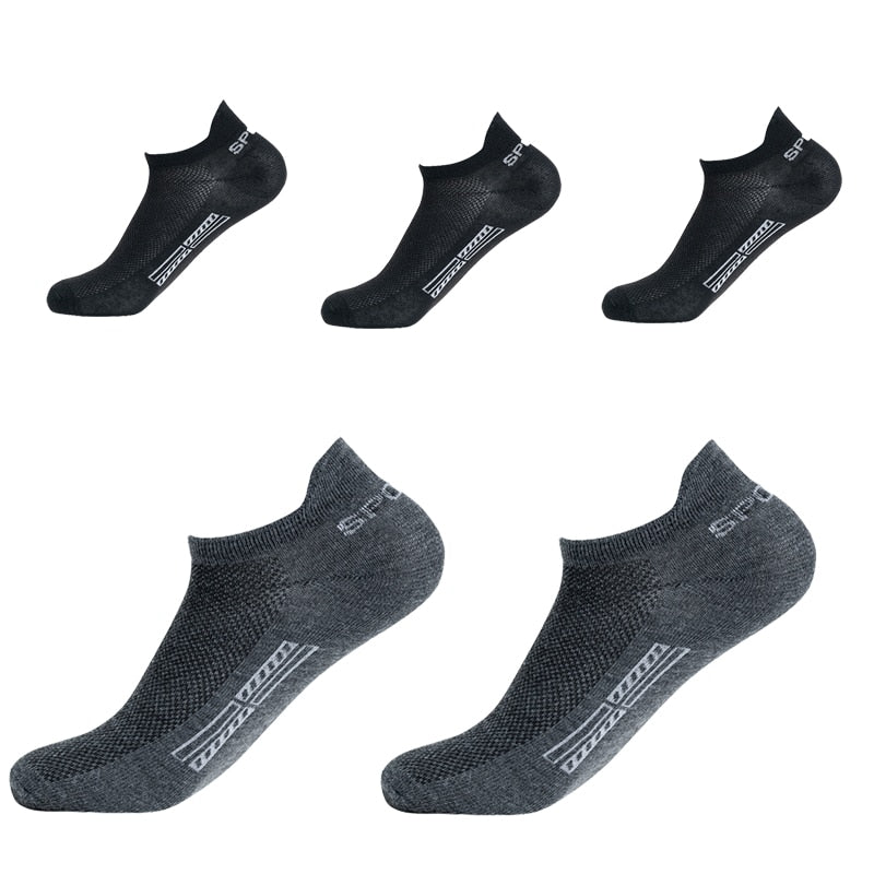 5 Pairs High Quality Men Ankle Socks Breathable Cotton Sports Socks Mesh Casual Athletic Summer Thin Cut Short Sokken Plus Size