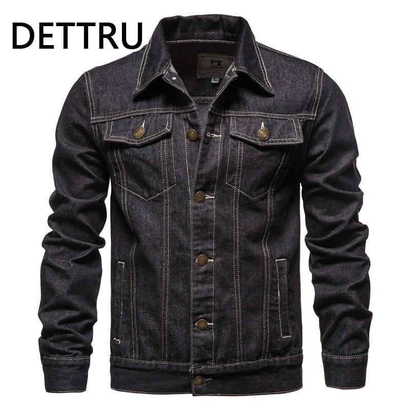 2022 Spring New Cotton Denim Jacket Men Casual Solid Single Breasted Jeans Jacket Men Fashion Slim Fit Quality Man Jackets