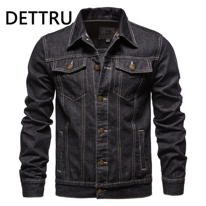 2022 Spring New Cotton Denim Jacket Men Casual Solid Single Breasted Jeans Jacket Men Fashion Slim Fit Quality Man Jackets