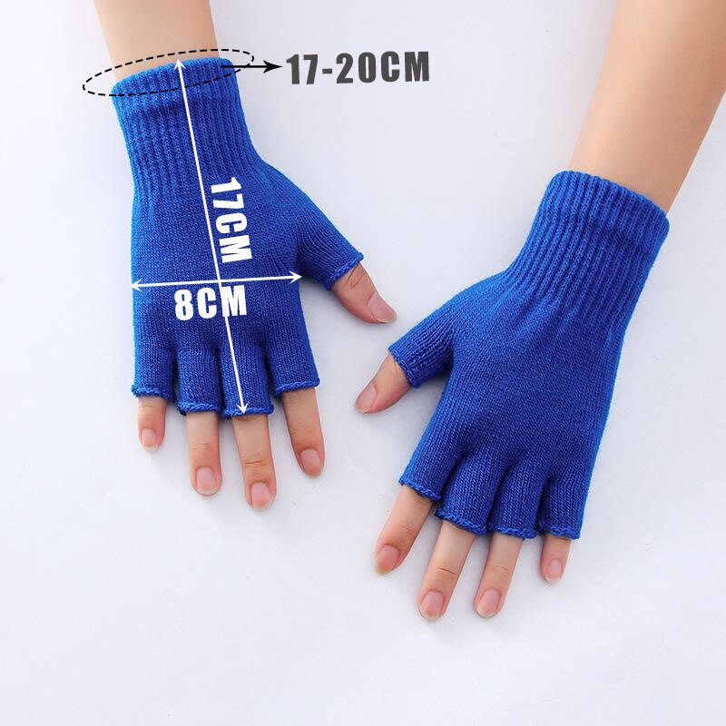 1Pair Knitted Woolen Couple Gloves Winter Solid Color Full Finger Mittens Hand Warmer Men Women Gloves Thicken Cycling Gloves