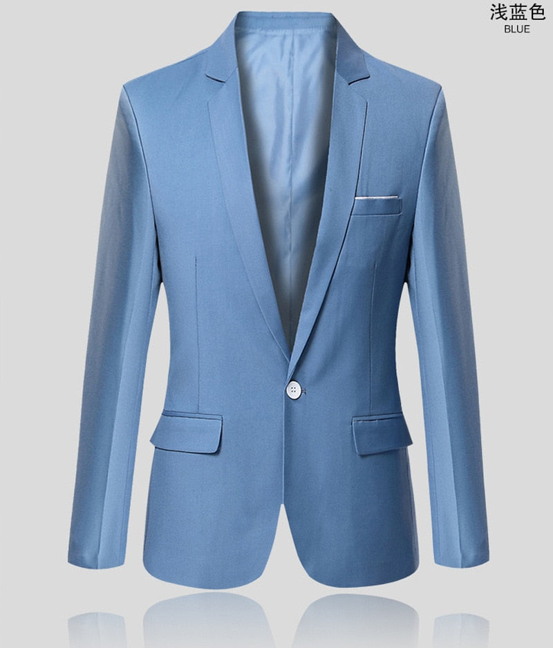 Blue Men Blazers Work Office 2022 Men Tuxedos For Formal Occasions Pockets Coat Blazers Male Custom Men&#39;s Business Slim Blazers