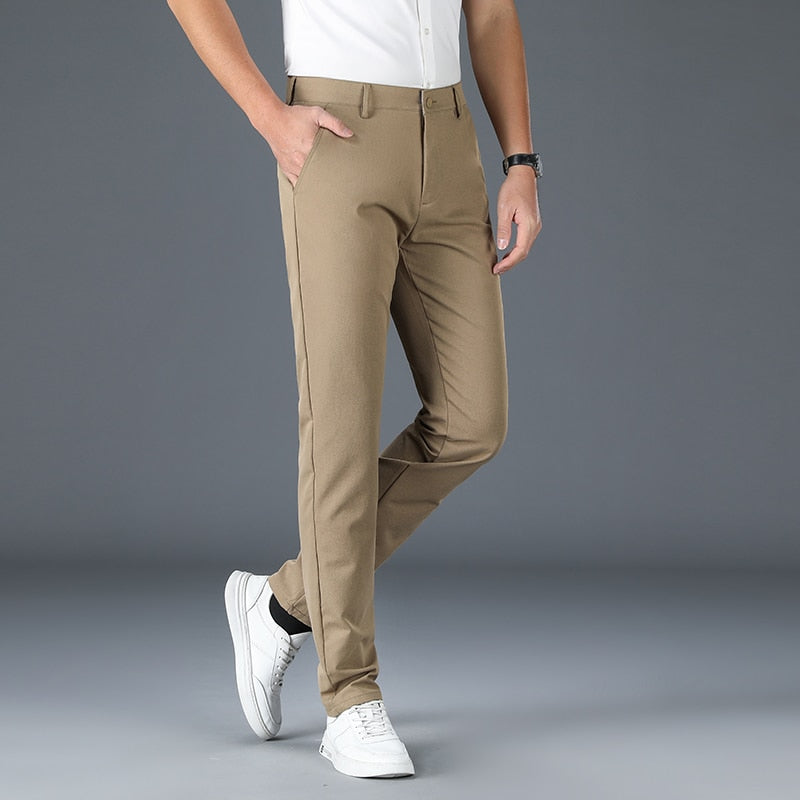 2022 Men&#39;s Spring Summer Fashion Business Casual Long Pants Suit Pants Male Elastic Straight Formal Trousers Plus Big Size 30-40