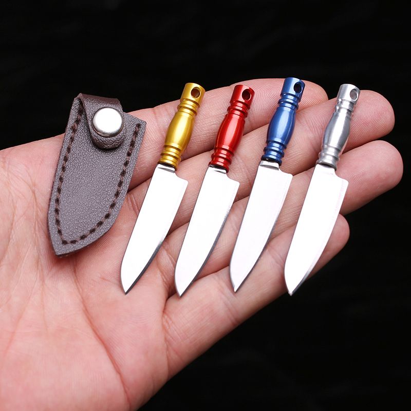 Portable Mini Small Kitchen Knife Outdoor Knife Pendant Gift Fruit Knife Sharp Camping Carry Pocket Knife Open Delivery Tools