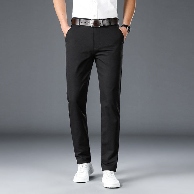 2022 Men&#39;s Spring Summer Fashion Business Casual Long Pants Suit Pants Male Elastic Straight Formal Trousers Plus Big Size 30-40