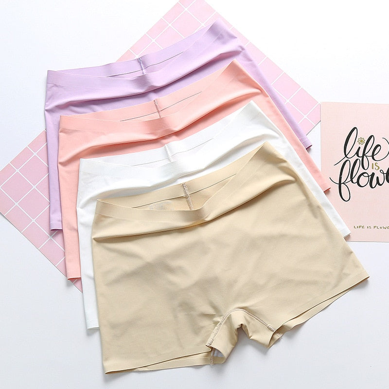 Ice Silk Seamless Underwear Women's Cotton Crotch Boxer Shorts Ladies Pants Four Corners Anti-empty Summer Thin Section
