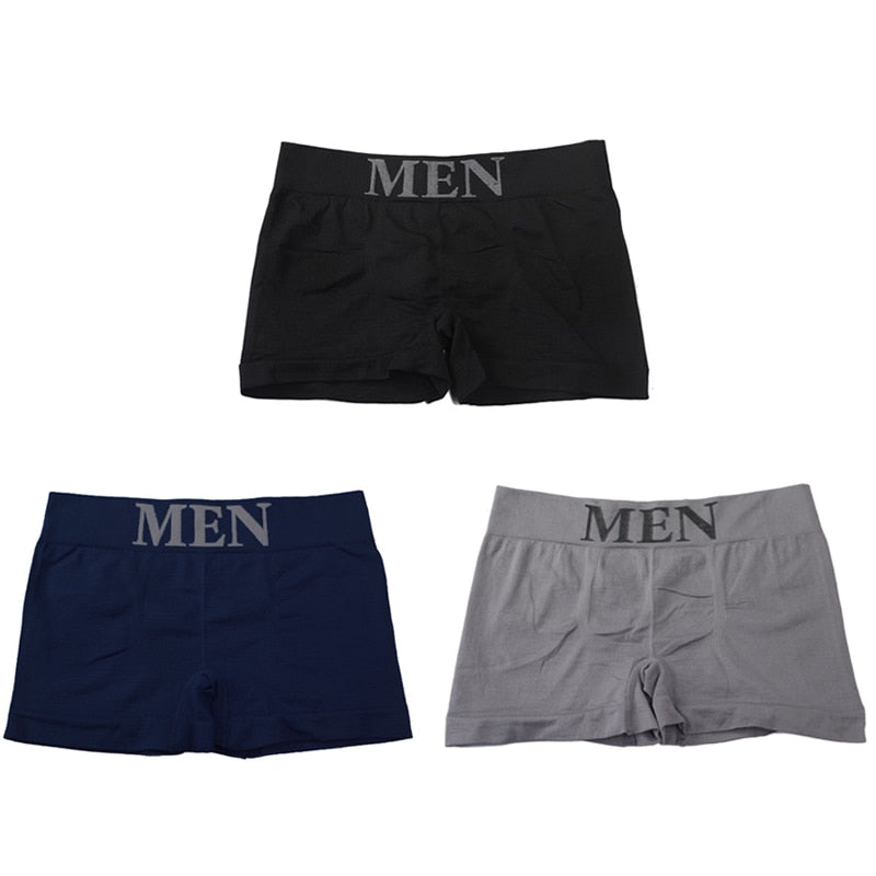 3Pcs/Lot Men&#39;s Panties Underwear Boxers Breathable Man Boxer Solid Underpants Comfortable Male Brand Shorts Black Blue Underwear