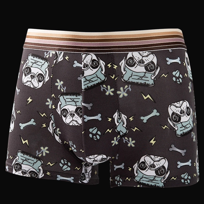Man Women Modal Cute Lovely Cat Cartoon Underwear Fashion Personality Middle Waist Elasticity Breathable Panties Boxers