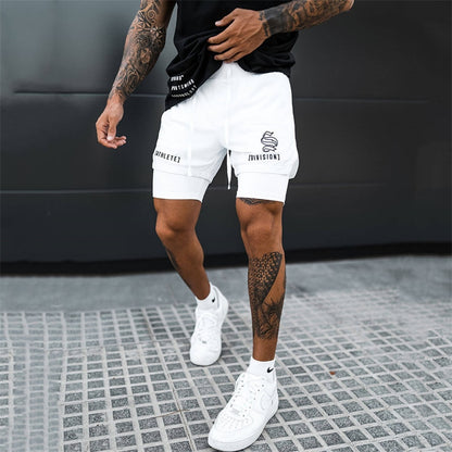 NEW 2 IN 1 Sport Running Mesh Breathable Shorts Men Double-deck Jogging Quick Dry GYM Shorts Fitness Workout Men Shorts