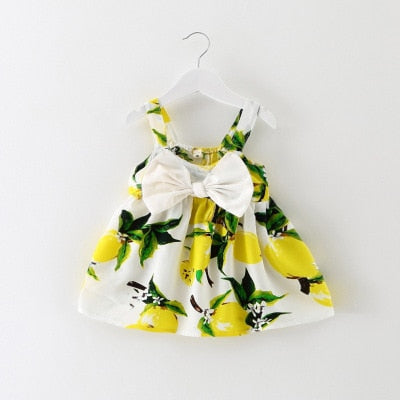 2022 Summer Baby Girl Dress Lemon Print Newborn Infant Dresses Christening Gowns Princess Birthday Dress for Baby Girl