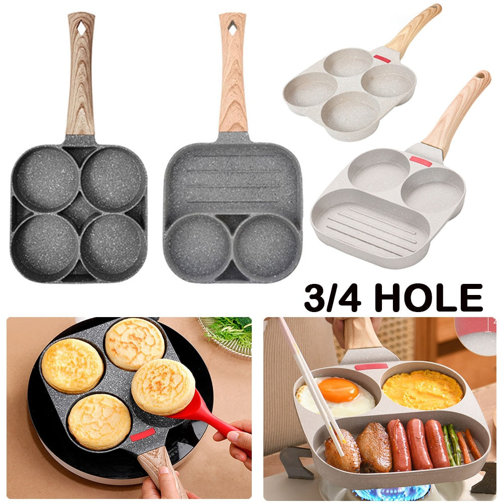 2/3/4 Hole Frying Pan Cooking Pot Non-Stick Pancake Maker Home Breakfast Egg Burger Pot for Gas Stove Induction Cooker Cookware