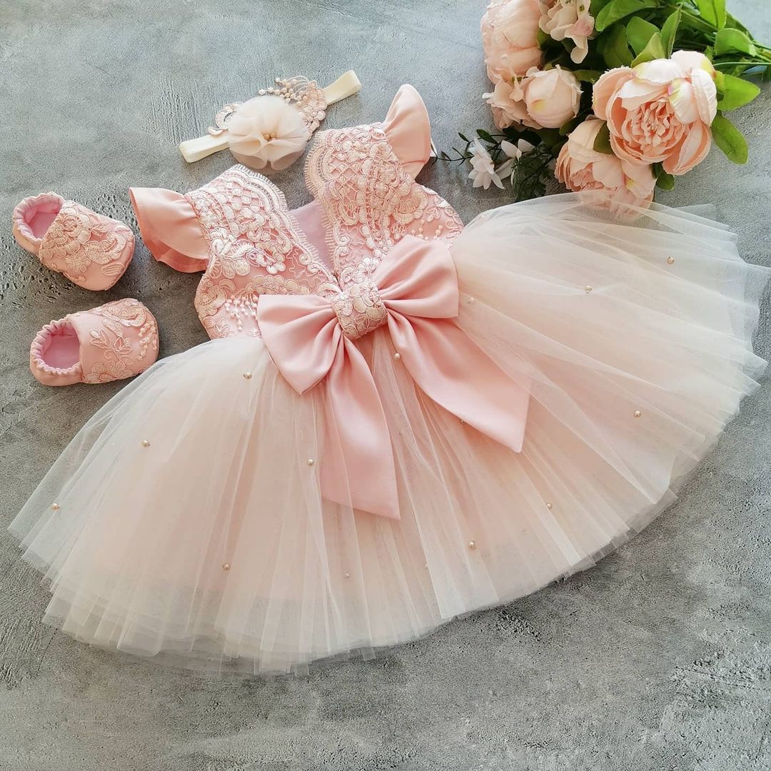 Baby Girl Dress Cute Bow Newborn Princess Dresses for Baby 1 Year Birthday Dress Toddler Infant Party Dress Christening Gown