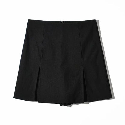 Sexy Split Shorts Skirt Women&#39;s Office Ladies Suit Skirt Summer New Black Mini A-line Pants Skirt High Waist Wide Leg Shorts
