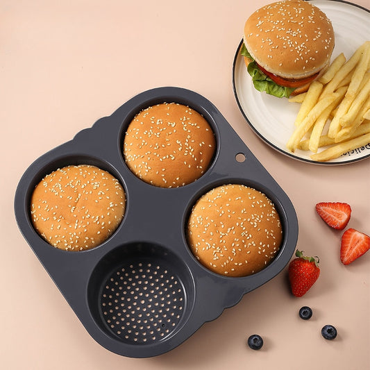 Hamburger Buns Baking Tray Silicone Bakeware Hamburg Mold Oven AirFryer Baking Tool Baking Dish Bread Baking Pan