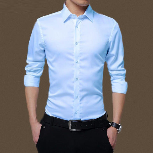 Fabulous Autumn Shirt Fit Anti-wrinkle Cardigan Wash-and-wear Men Business Shirt