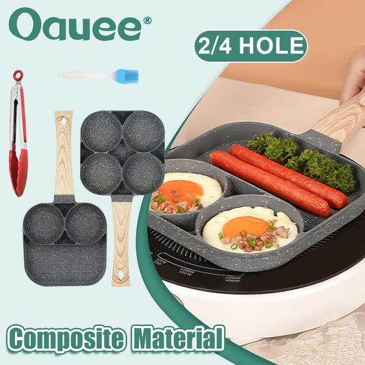 2/4-Hole Frying Pot Pan Thickened Omelet Pan Non-stick Egg Pancake Steak Pan Cooking Egg Ham Pans Dual Purpose Cookware Pan