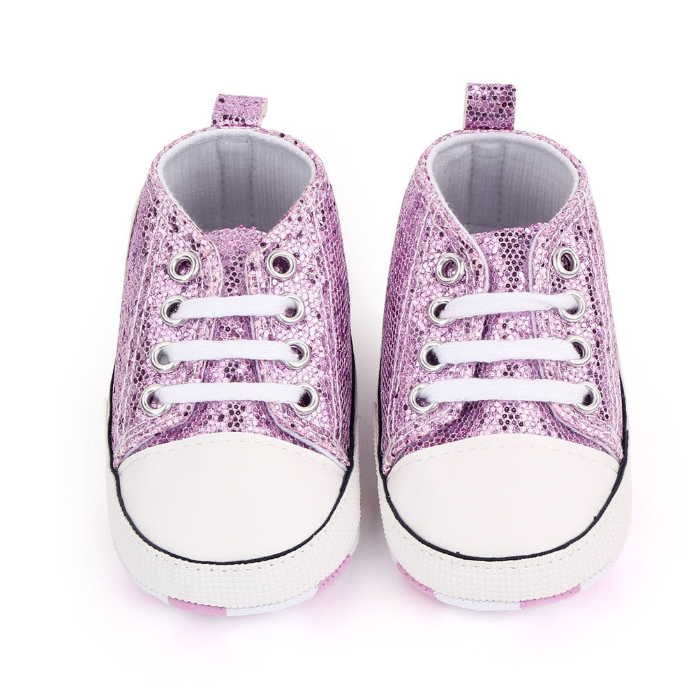 2023 Newborn Sequined Canvas Baby Sneakers Baby Shoes Baby Boys Girls Shoes Baby Toddler Shoes Soft Sole Non-slip Baby Shoes