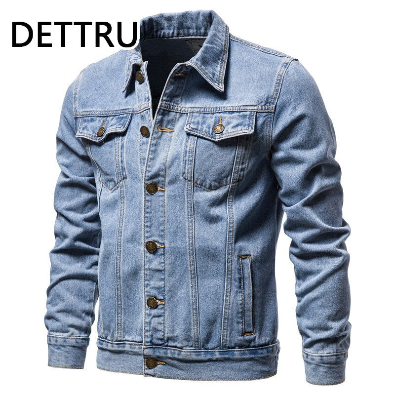 2022 Spring New Cotton Denim Jacket Men Casual Solid Single Breasted Jeans Jacket Men Fashion Slim Fit Quality Man Jackets