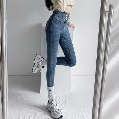 ZOENOVA  Skinny Pencil Jeans Four Buttons Vintage High Waist Women Slim Stretch Denim Pants Tight Trousers 2022 Women&#39;s Pants