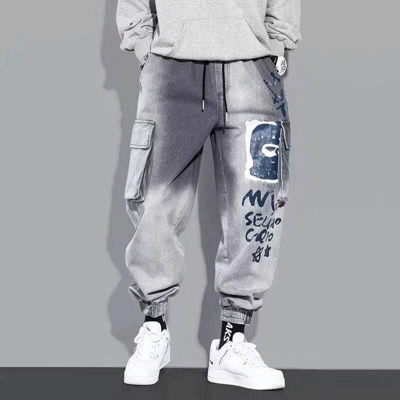 Streetwear Hip Hop Cargo Pants Men&#39;s jeans Cargo Pants Elastic Harun pants Joggers Pants 2022 Autumn and Winter