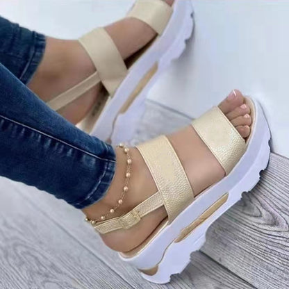 Women Shoes Spring Summer Sandals Peep Toe Shoes For Women Retro Women&#39;s Shoes Lightweight Sandals Platform Solid Color Footwear