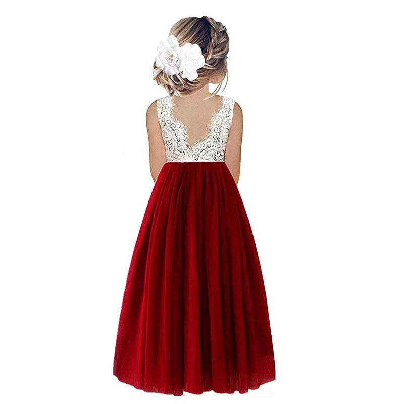 Flower Girl Dress Baby Kids Summer Princess Party Lace Wedding Birthday Dresses Children Clothing 2 4  6 8 10 12 14