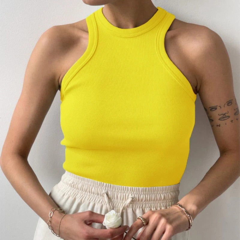 Summer Sexy Backless Tank Top Women Sleeveless Vest Quality Y2k Knitted Camis Tank Tops Women Casual Solid Color Basic Camisole