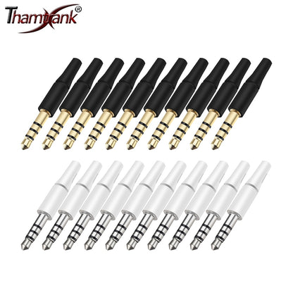 10pcs White And Black 3.5mm Stereo Headset Plug  3/4 Poles 3.5 Audio Plug Jack Adapter Connector for Iphone New Outlet 2.5mm