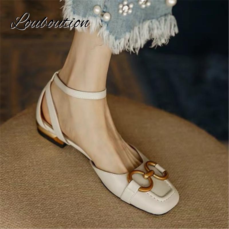 2022 Summer Women Sandals Square Toe Buckle Females Shoes Fashion Casual Breathable Non-slip Wear-resistant Ladies Flat Footwear