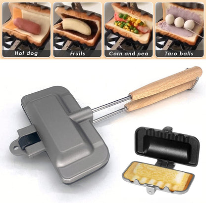 Double-Sided Sandwich Baking Pan Non-Stick Foldable Grill Frying Pan for Bread Toast Breakfast Machine Pancake Sandwich Maker