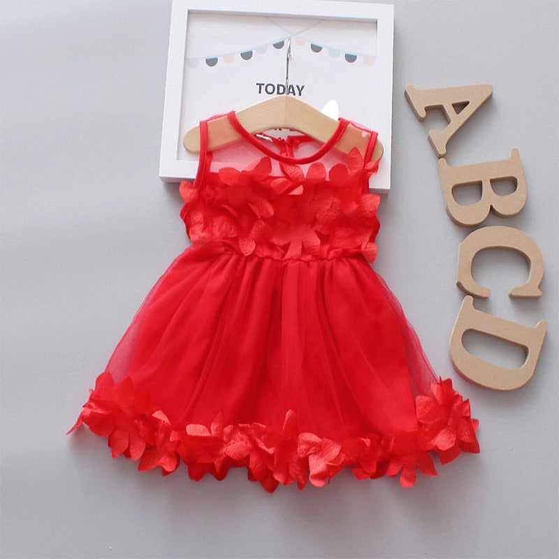 Flower Fairy Baby Girl Party Dresses Summer Sweet Kid&#39;s Clothing Birthday Princess Mesh Wedding Dress Children Clothes