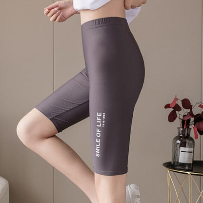 Seamless Biker Shorts Women Fitness Casual High Waist Fashion Summer Slim Knee-Length Bottoms Black Cycling Shorts Streetwear