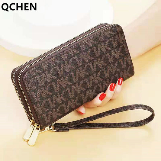 Women&#39;s wallet fashion Ladies mobile phone bag long printing new clutch bag star Double zipper hand strap bag Multiple color 697